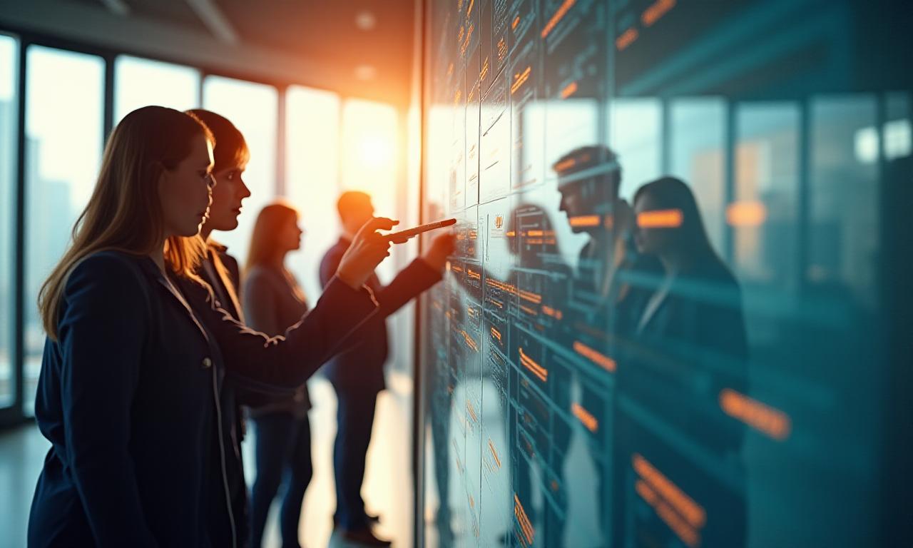 Equipo corporativo colaborando en un proceso de transformación