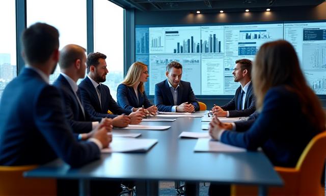 Reunión de consultoría estratégica en oficina moderna